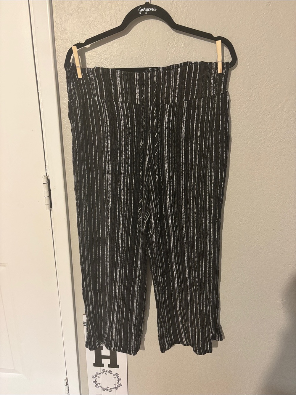 Peace Pearls Black and White Striped Pants